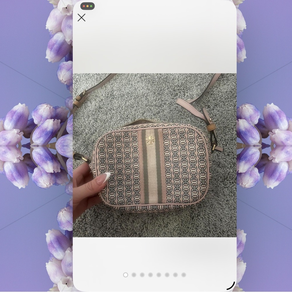 Tory Burch Pink and Beige Patterned Crossbody Bag